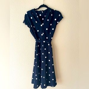 Polka dot navy blue and white